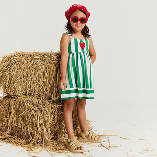 Bamboo Ruffled Strap Dress - Strawberry Stripe Posh Peanut Size: 2T