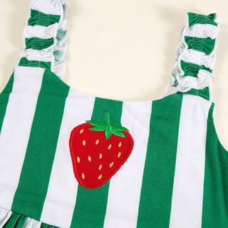 Bamboo Ruffled Strap Dress - Strawberry Stripe Posh Peanut Size: 2T