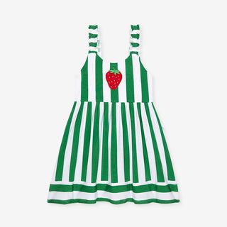 Bamboo Ruffled Strap Dress - Strawberry Stripe Posh Peanut Size: 2T