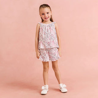 Bamboo Ruffled Tank & Short Set - Irene (Floral) Posh Peanut Size: 2T