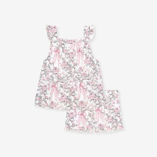 Bamboo Ruffled Tank & Short Set - Irene (Floral) Posh Peanut Size: 2T