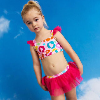 Ruffled Tank Tulle Two Piece Swimsuit - Luella (Leopard) Posh Peanut Size: 6-12 Months