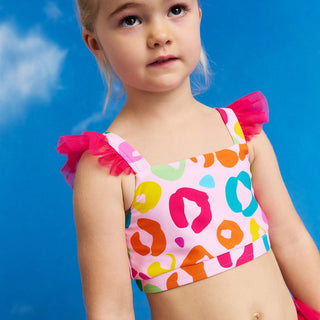 Ruffled Tank Tulle Two Piece Swimsuit - Luella (Leopard) Posh Peanut Size: 6-12 Months