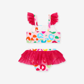 Ruffled Tank Tulle Two Piece Swimsuit - Luella (Leopard) Posh Peanut Size: 6-12 Months