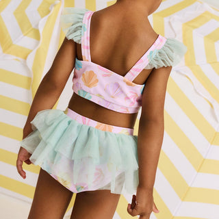 Ruffled Tank Tulle Two Piece Swimsuit - Shelly Pink (Seashells) Posh Peanut Size: 6-12 Months