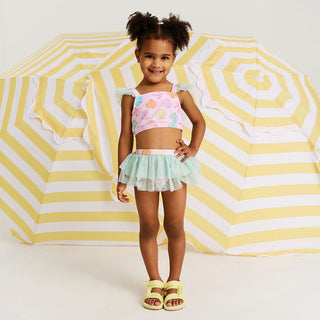 Ruffled Tank Tulle Two Piece Swimsuit - Shelly Pink (Seashells) Posh Peanut Size: 6-12 Months