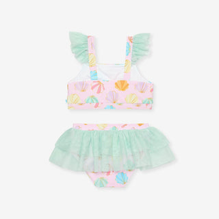 Ruffled Tank Tulle Two Piece Swimsuit - Shelly Pink (Seashells) Posh Peanut Size: 6-12 Months