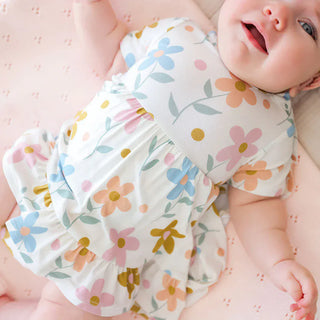 Bamboo Ruffled Twirl Bodysuit Dress - Daisy (Florals)