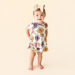 Bamboo Ruffled Twirl Bodysuit Dress - Peanut Butter Jelly Time Posh Peanut Size: 6-12 Months