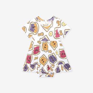 Bamboo Ruffled Twirl Bodysuit Dress - Peanut Butter Jelly Time Posh Peanut Size: 6-12 Months