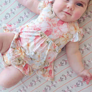 Bamboo Ruffled Twirl Bodysuit Dress - Rose Dreams (Floral) Posh Peanut Size: 0-3 Months