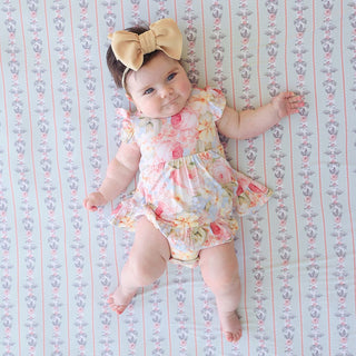 Bamboo Ruffled Twirl Bodysuit Dress - Rose Dreams (Floral) Posh Peanut Size: 0-3 Months