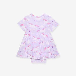 Bamboo Ruffled Twirl Bodysuit Dress - Thea (Unicorns) Posh Peanut Size: 3-6 Months