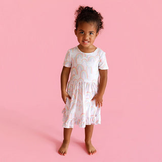 Bamboo Ruffled Twirl Dress - April (Rainbows) Posh Peanut Size: 2T