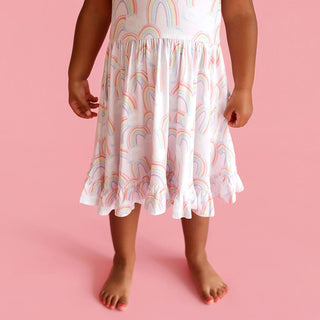 Bamboo Ruffled Twirl Dress - April (Rainbows) Posh Peanut Size: 2T