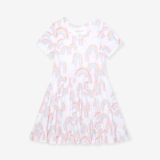 Bamboo Ruffled Twirl Dress - April (Rainbows) Posh Peanut Size: 2T