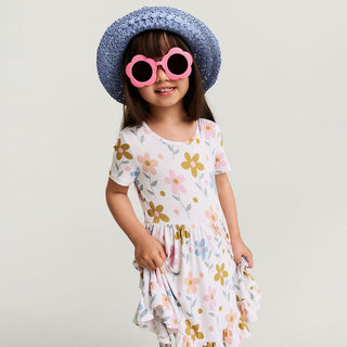 Bamboo Ruffled Twirl Dress - Daisy (Florals)