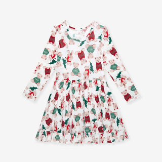 Bamboo Ruffled Twirl Dress - Lachlan (Teddy Bears) Posh Peanut Size: 2T