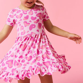 Bamboo Ruffled Twirl Dress - Love Leopard Posh Peanut Size: 3T-4T