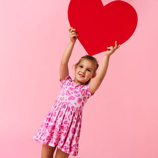 Bamboo Ruffled Twirl Dress - Love Leopard Posh Peanut Size: 3T-4T
