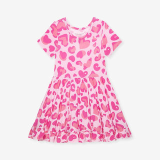 Bamboo Ruffled Twirl Dress - Love Leopard Posh Peanut Size: 3T-4T