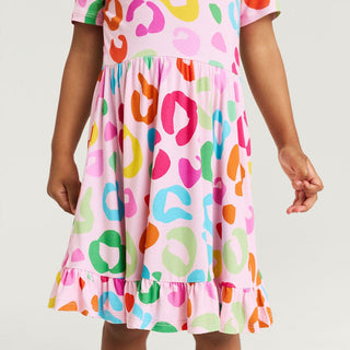 Bamboo Ruffled Twirl Dress - Luella (Leopard) Posh Peanut Size: 2T