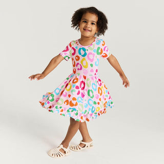 Bamboo Ruffled Twirl Dress - Luella (Leopard) Posh Peanut Size: 2T