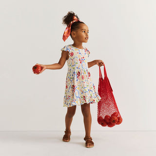 Bamboo Cap Sleeve Ruffled Twirl Dress - Mangia (Pasta) Posh Peanut