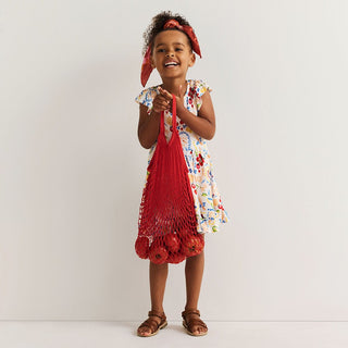 Bamboo Cap Sleeve Ruffled Twirl Dress - Mangia (Pasta) Posh Peanut