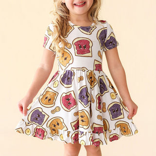Bamboo Ruffled Twirl Dress - Peanut Butter Jelly Time Posh Peanut Size: 2T