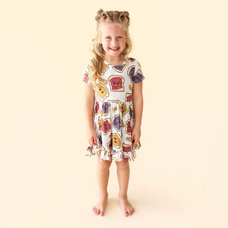 Bamboo Ruffled Twirl Dress - Peanut Butter Jelly Time Posh Peanut Size: 2T