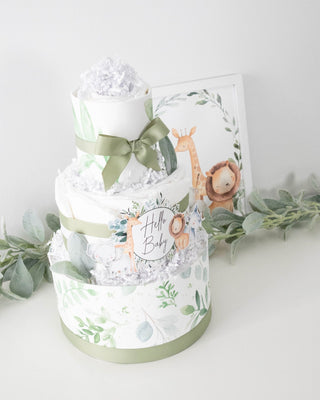 Safari Greenery Diaper Cake