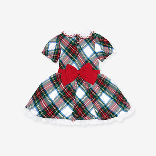Bamboo Scallop Collar Petticoat Bodysuit Dress - Portia Plaid