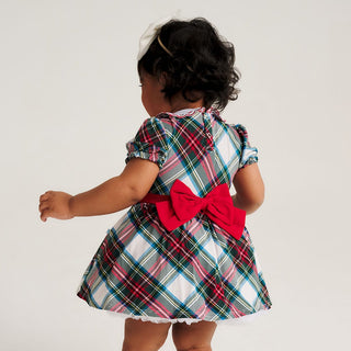 Bamboo Scallop Collar Petticoat Bodysuit Dress - Portia Plaid