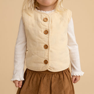 Sherpa Corduroy Reversible Vest - Amber (Floral)