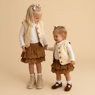 Sherpa Corduroy Reversible Vest - Amber (Floral)