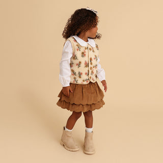 Sherpa Corduroy Reversible Vest - Amber (Floral)