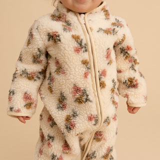 Sherpa Zippered Romper - Amber (Floral)
