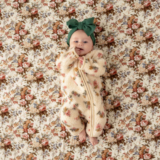 Sherpa Zippered Romper - Amber (Floral)