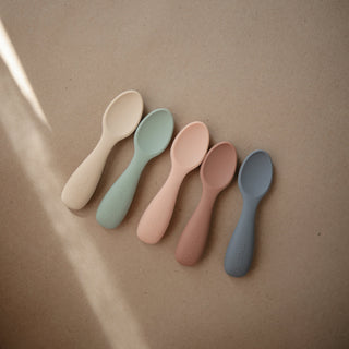 Silicone Toddler Starter Spoons 2-Packsilicone tablewareMushieColor: Tradewinds/Shifting Sand