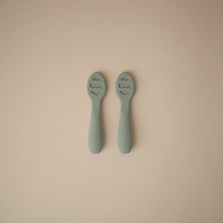 First Feeding Baby Spoons 2-Packsilicone tablewareMushieColor: Powder Blue/Shifting Sand