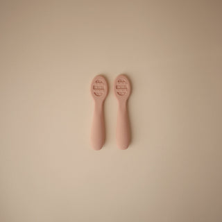 First Feeding Baby Spoons 2-Packsilicone tablewareMushieColor: Powder Blue/Shifting Sand