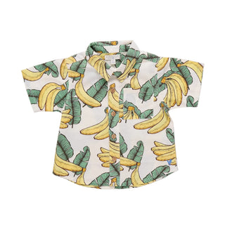 Cotton Short Sleeve Jack Shirt - Banana Leaves Pink Chicken Size: 2T