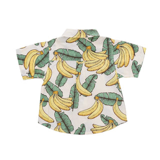 Cotton Short Sleeve Jack Shirt - Banana Leaves Pink Chicken Size: 2T