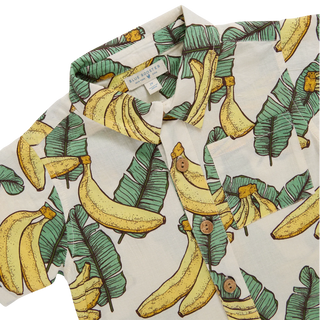 Cotton Short Sleeve Jack Shirt - Banana Leaves Pink Chicken Size: 2T