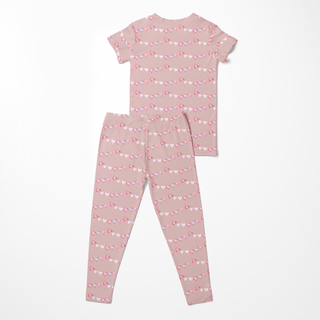 Bamboo Short Sleeve Pajama Set - Baby Rose Heart Bunting Pajama Sets KicKee Pants Size: 3T