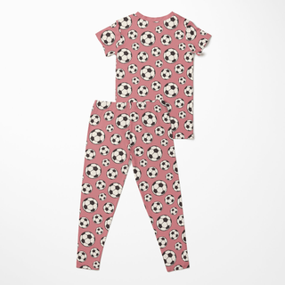 Bamboo Short Sleeve Pajama Set - Desert Rose Soccer KicKee Pants Size: 3T