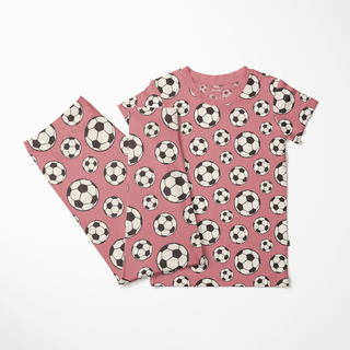 Bamboo Short Sleeve Pajama Set - Desert Rose Soccer KicKee Pants Size: 3T