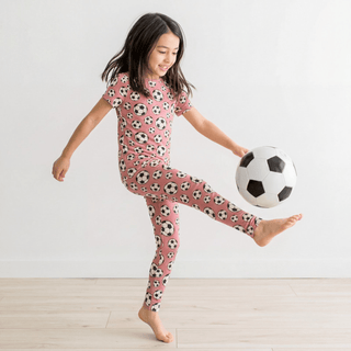 Bamboo Short Sleeve Pajama Set - Desert Rose Soccer KicKee Pants Size: 3T