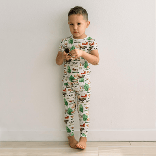 Bamboo Short Sleeve Pajama Set - Natural Grazing Cows KicKee Pants Size: 2T